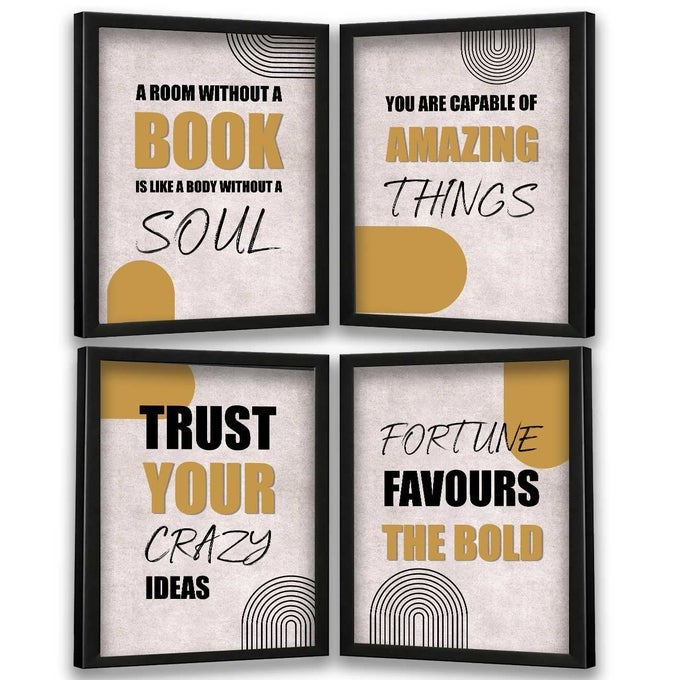 Studio Motivational Thoughts Wall Frame for Home and Office Wall Decor Inspirational Quotes Wall Poster for Kids Room Students School Institutes 11 x 14 inch Framed Set of 4