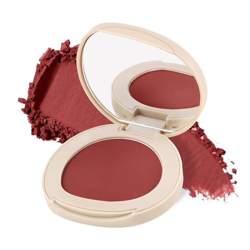 Boobeen Powder Blush Matte Single Color Blush Pressed Blush Face Makeup Blusher High Pigment Blush for Colorful Longwear Glow Natural Flush Tint for Cheeks C07