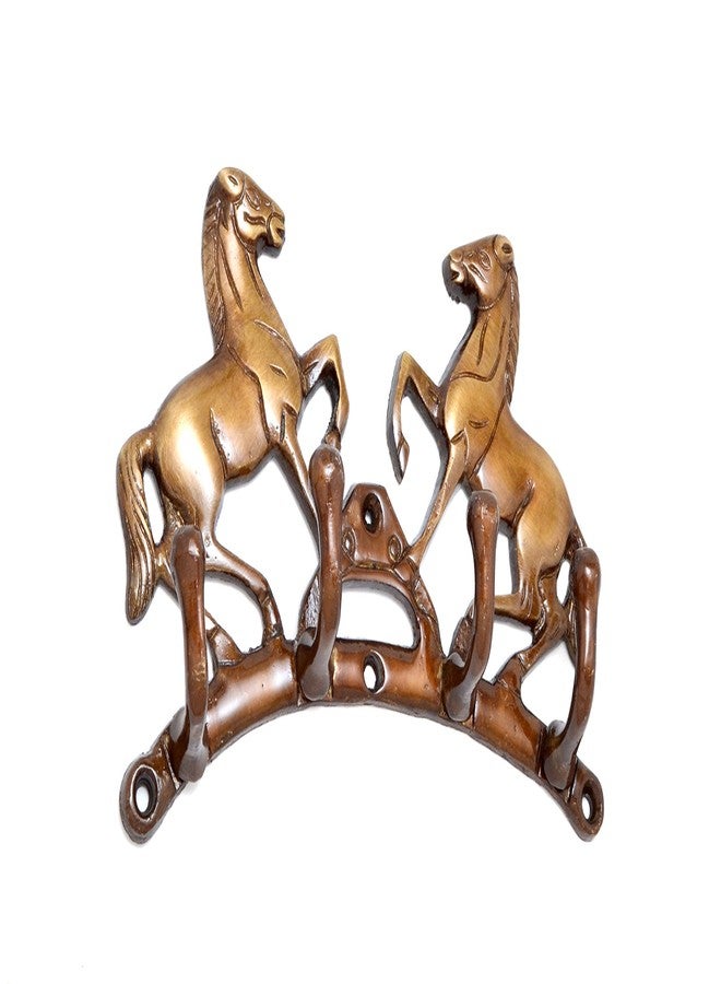Two Moustaches Victorious Horse Pair Brass Key Holder (Multicolour) - Image 1