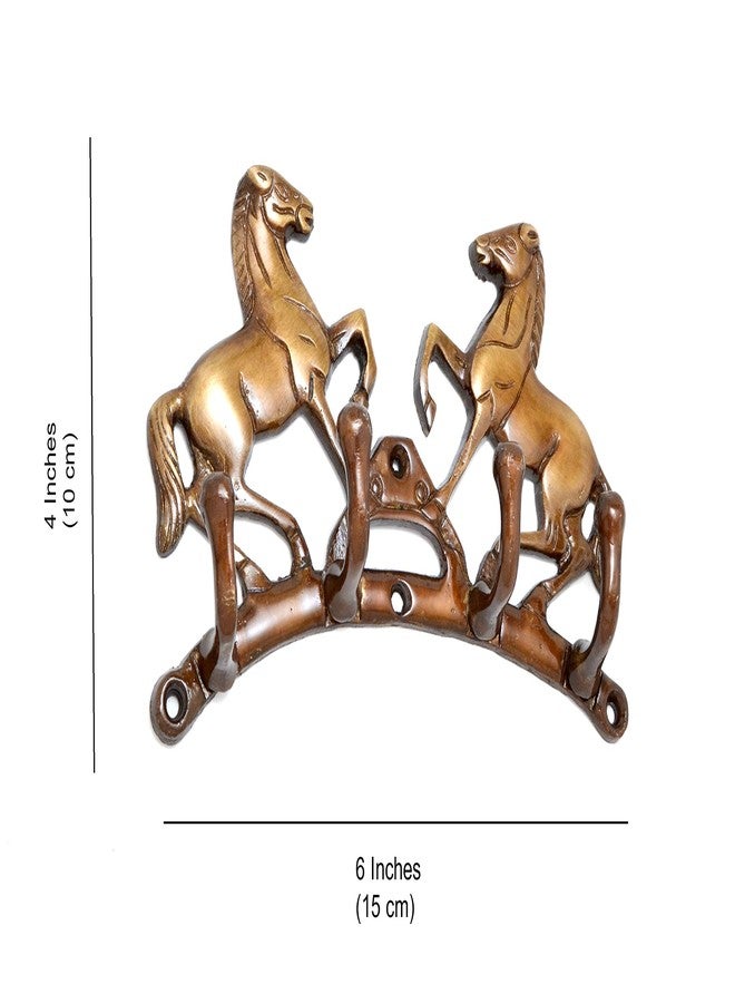 Two Moustaches Victorious Horse Pair Brass Key Holder (Multicolour) - Image 2