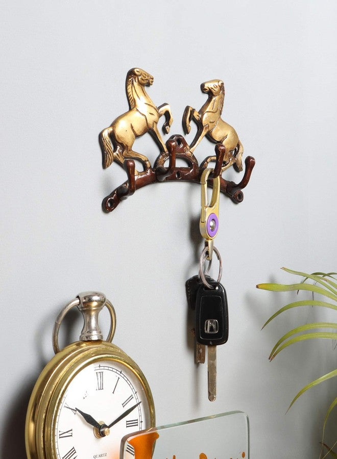 Two Moustaches Victorious Horse Pair Brass Key Holder (Multicolour) - Image 3