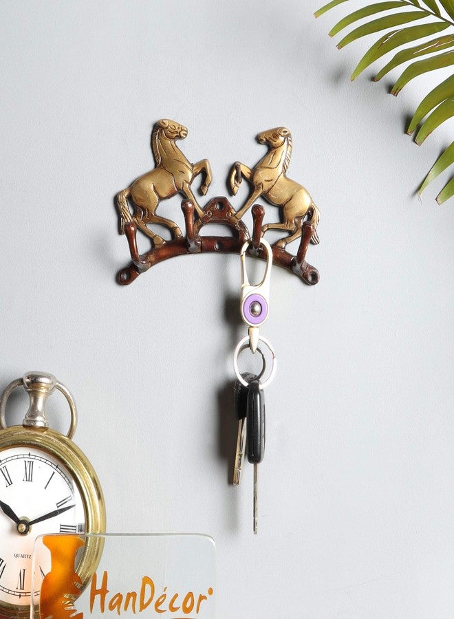 Two Moustaches Victorious Horse Pair Brass Key Holder (Multicolour) - Image 4