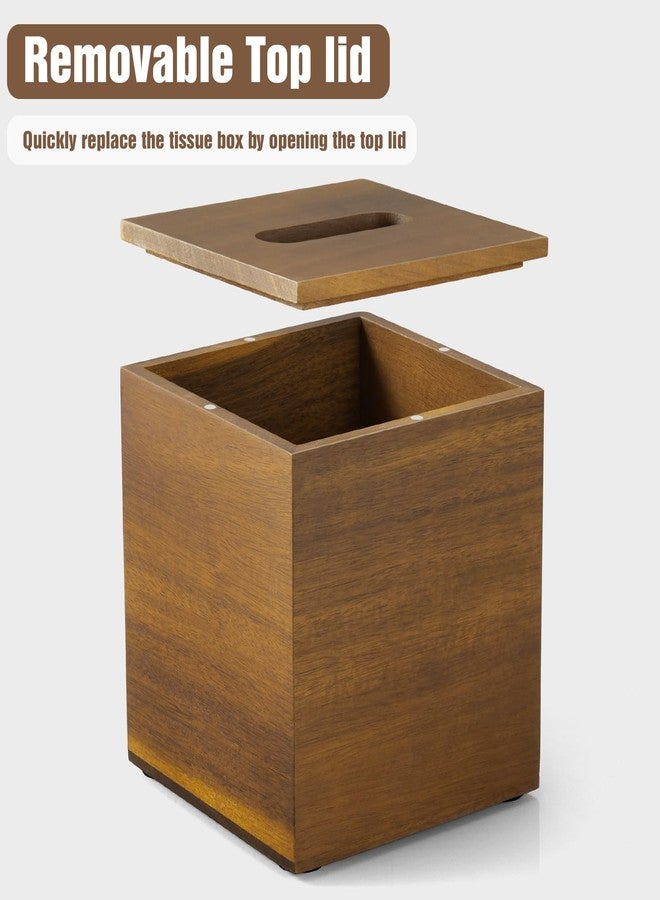 Dreamkey Acacia Wood Tissue Box Cover, Square Tissue Box Holder with Removable Top Lid, Solid Wooden Tissue Box Dispenser for Bathroom, Bedroom, Office - Image 3
