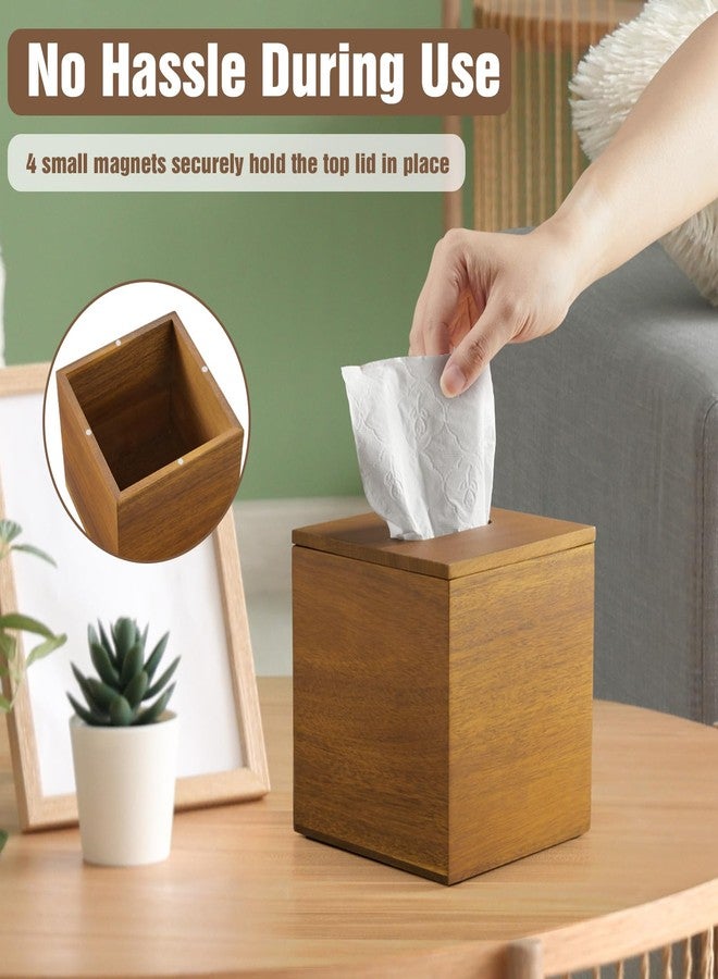 Dreamkey Acacia Wood Tissue Box Cover, Square Tissue Box Holder with Removable Top Lid, Solid Wooden Tissue Box Dispenser for Bathroom, Bedroom, Office - Image 4