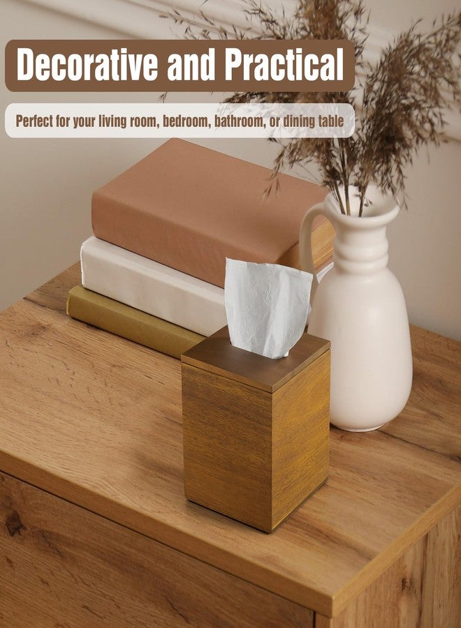 Dreamkey Acacia Wood Tissue Box Cover, Square Tissue Box Holder with Removable Top Lid, Solid Wooden Tissue Box Dispenser for Bathroom, Bedroom, Office - Image 2