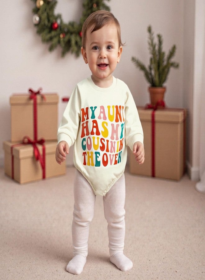 Ayalinggo Baby Announcement Outfit Infant Newborn Long Sleeve Big Cousin Sweatshirt Romper Auntie Pregnancy Reveal Outfits (Beige, 0-3 Months) - Image 2