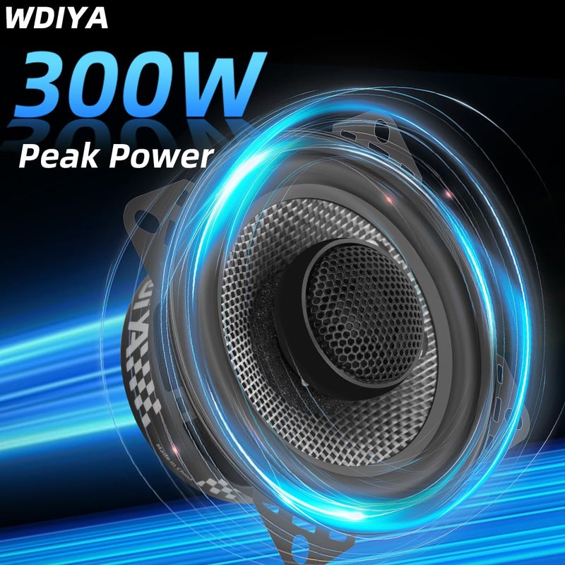 WDiYA Upgrade 4-Inch Car Coaxial Speakers â€“ 2-Way Full Range Stereo, 300W Peak Power, Carbon Fiber Cone, 4 Ohm, High Fidelity Audio for Surround Sound â€“ Professional High-End Auto Audio System - Image 2
