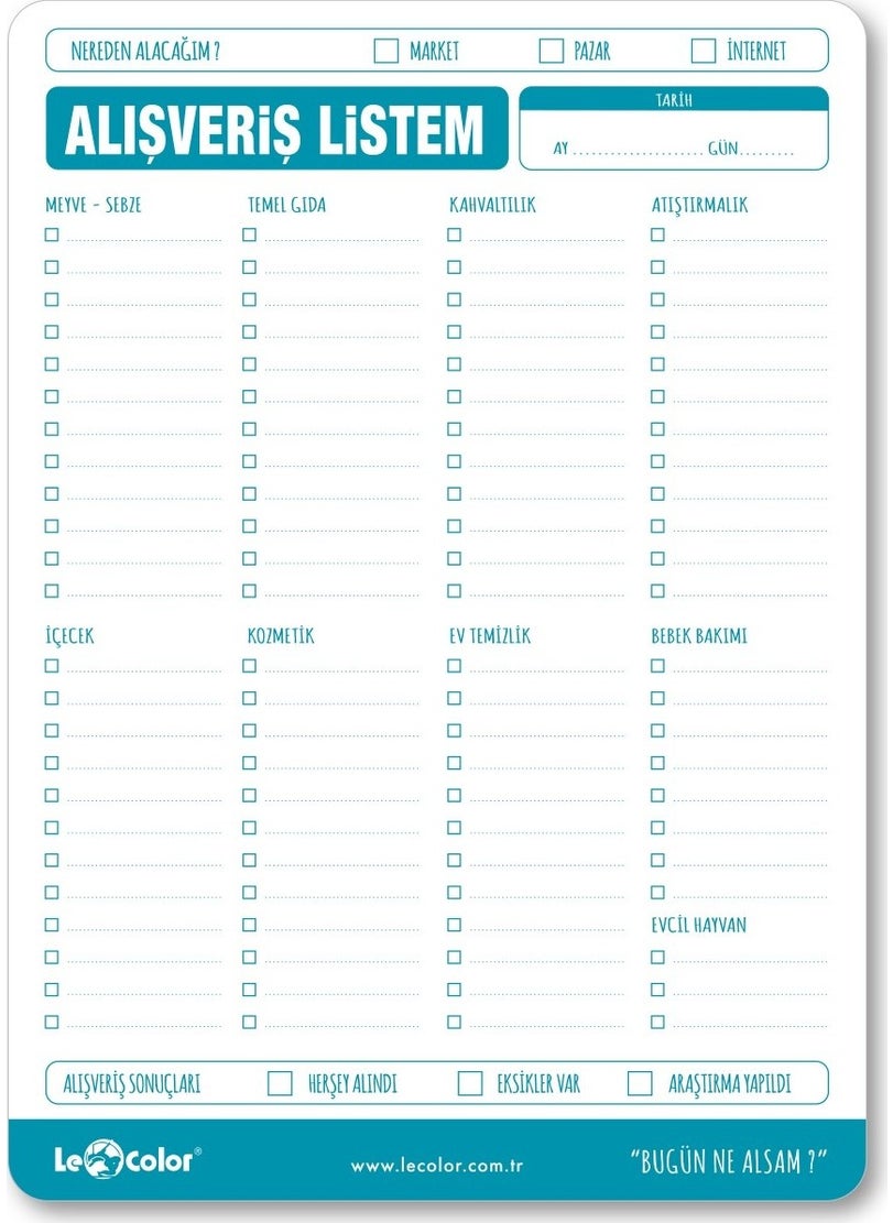 Le Color - A5 Planer My Shopping List 53 Pages - Image 1