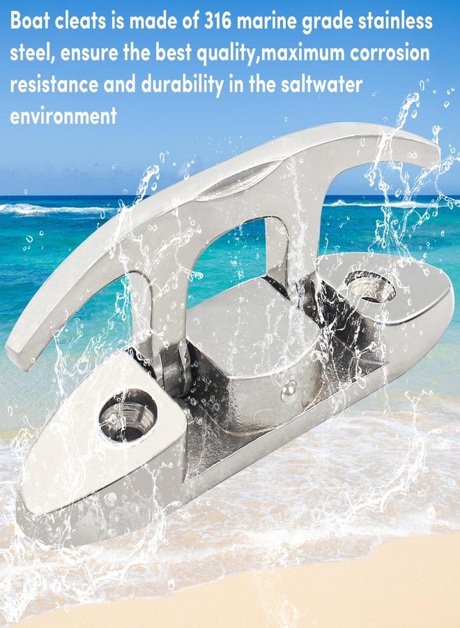 ORLANG 316 Stainless Steel Boat Cleats 6 Inch, Marine Grade Dock Cleats with Stainless Steel Bolts and Back Plate,Boat Dock Cleats Folding Dock Cleats for Deck and Boat (2 Pack) - Image 5