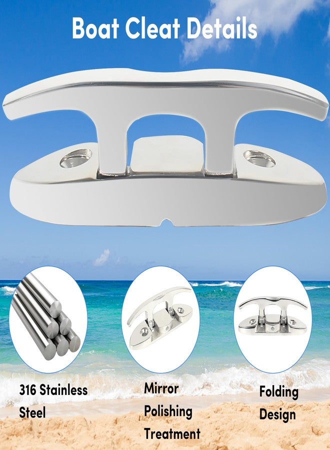 ORLANG 316 Stainless Steel Boat Cleats 6 Inch, Marine Grade Dock Cleats with Stainless Steel Bolts and Back Plate,Boat Dock Cleats Folding Dock Cleats for Deck and Boat (2 Pack) - Image 4