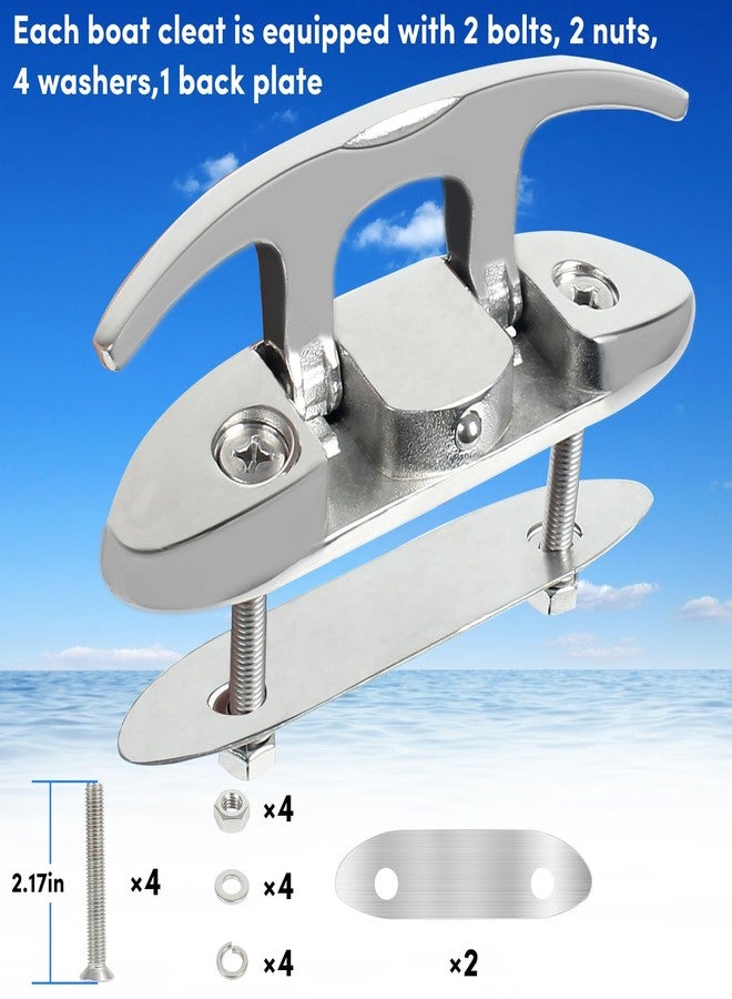 ORLANG 316 Stainless Steel Boat Cleats 6 Inch, Marine Grade Dock Cleats with Stainless Steel Bolts and Back Plate,Boat Dock Cleats Folding Dock Cleats for Deck and Boat (2 Pack) - Image 3