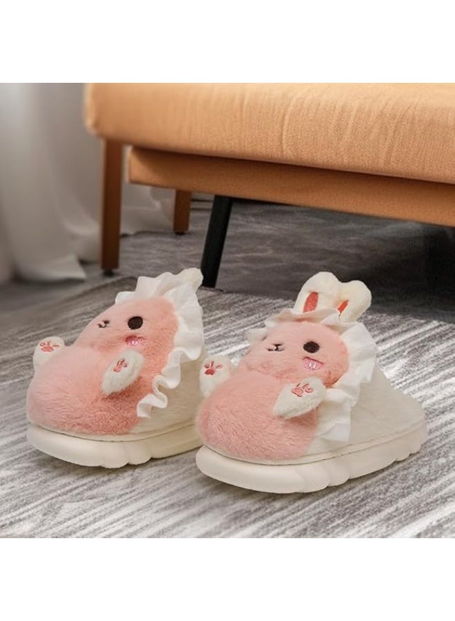 Lucky Kids نعال شتوية محظوظة للأطفال بتصميم أرنب جذاب أحذية دافئة ناعمة مريحة للمنزل نعال فخمة للأطفال - Image 5