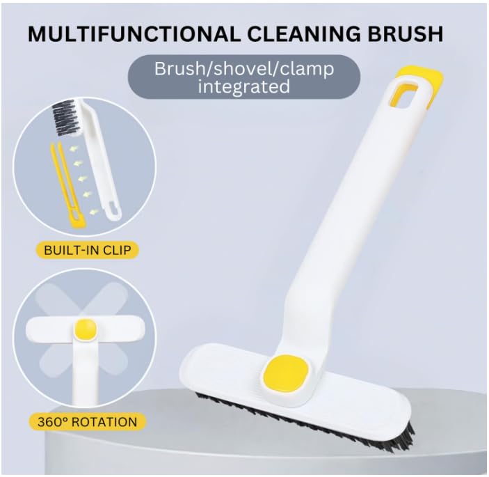 360-Degree Rotating Corner Cleaning Brush, Multifunctional 3-in-1 with Built-in Clip, for Toilet, Window, Tile Gaps  - Image 3