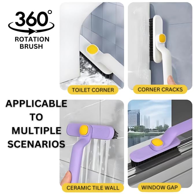 360-Degree Rotating Corner Cleaning Brush, Multifunctional 3-in-1 with Built-in Clip, for Toilet, Window, Tile Gaps  - Image 4