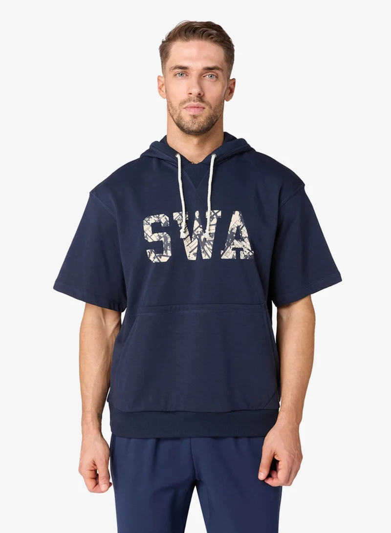 سكوات وولف هودي قطني أصلي بأكمام قصيرة