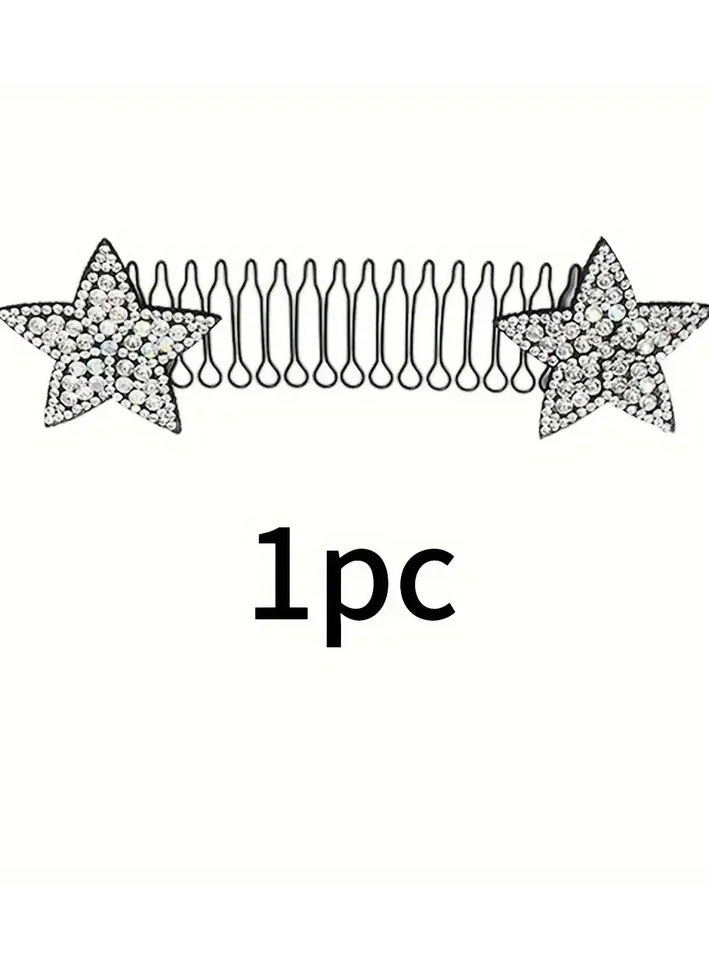 جلوسكي مشط الشعر على شكل نجمة الراينستين, البلاستيك سلك معدني الشعر كليب, غير مرئية Updo أداة تصميم, ملحقات الشعر اللون مطابقة للفتيات والنساء, قطعة واحدة - Image 1