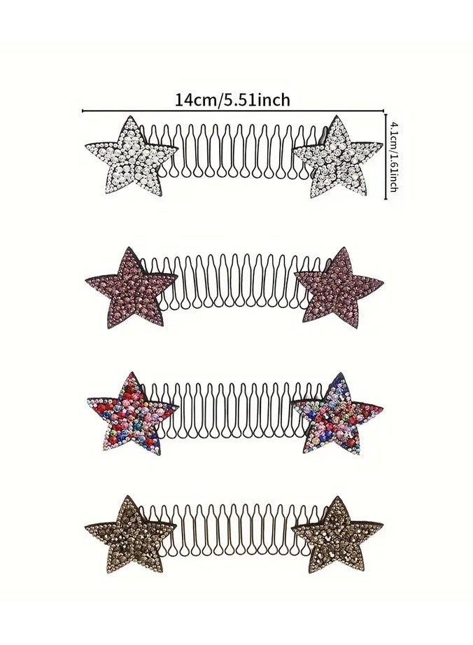 جلوسكي مشط الشعر على شكل نجمة الراينستين, البلاستيك سلك معدني الشعر كليب, غير مرئية Updo أداة تصميم, ملحقات الشعر اللون مطابقة للفتيات والنساء, قطعة واحدة - Image 5