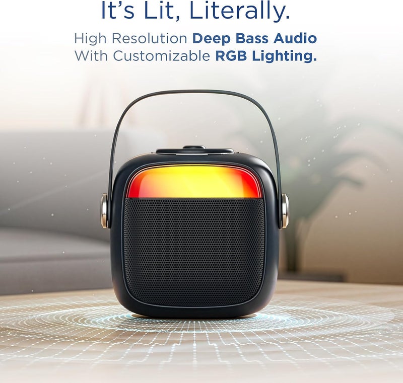 Pebble Flare 5W Portable Bluetooth Speaker Deep Bass RGB Lights BT v5.3 TWS Pairing 4H Playtime Auto Pairing AUX/USB/TF/BT Compact Premium Design (Black) - Image 3