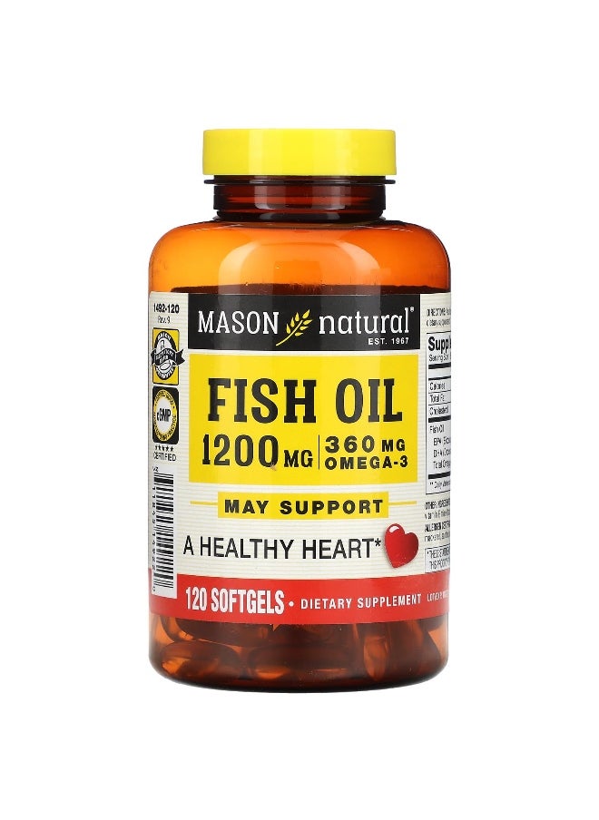 Mason Natural Mason Natural, Fish Oil, 1,200 mg, 120 Softgels  - Image 1