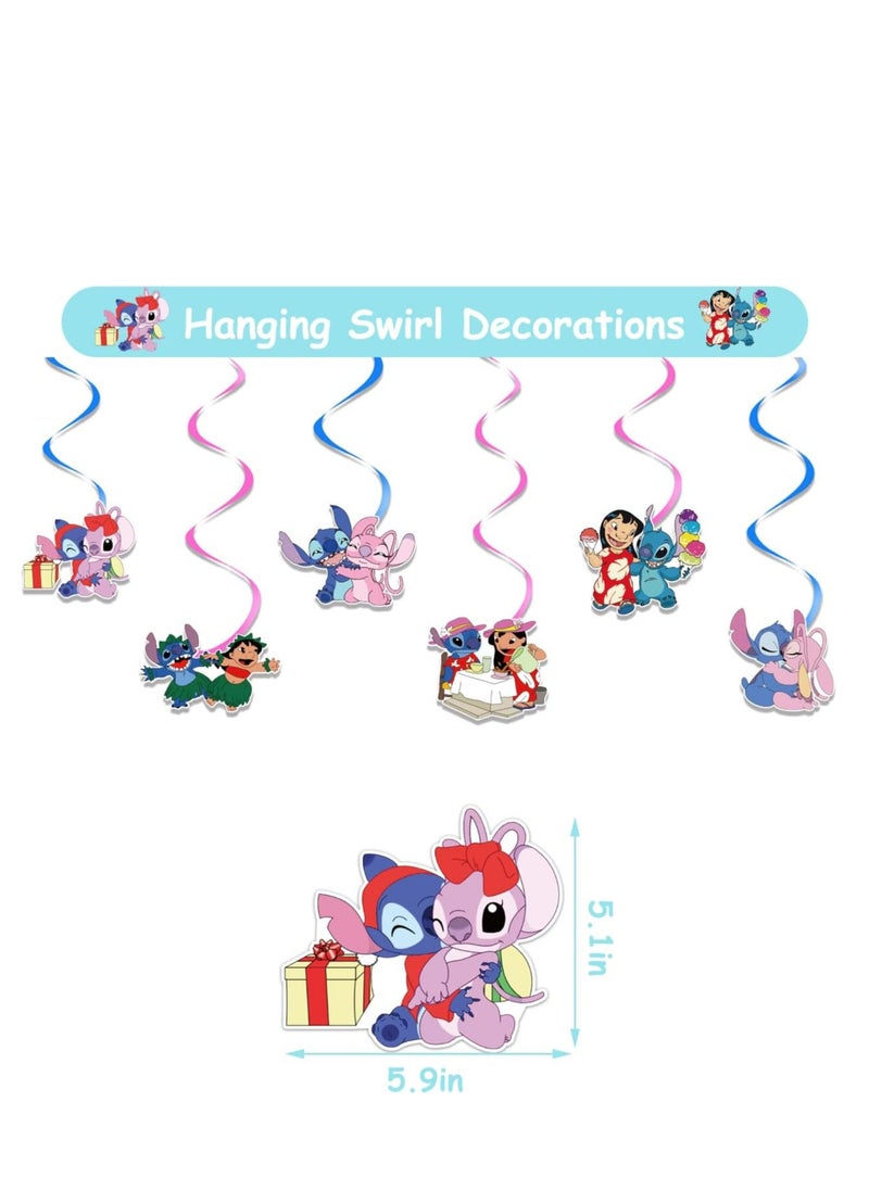 Tamona - Lilo & Stitch Birthday Party Supplies, Pink Blue  Stitch Birthday Party Decorations, Stitch & Lilo Cartoon Party Favors for Boys Girls Included Happy Birthday Banner, Cupcake Toppers, Balloons-38 Pcs. - Image 1