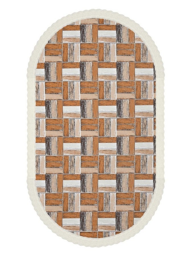Clasiko 6 Seater Oval Dining Table Cover; 60x90 Inches or 152x228 Cms; Material - PVC; Shape - Oval; Pack of 1; Anti Slip; Brown Checks 69050 - Image 4