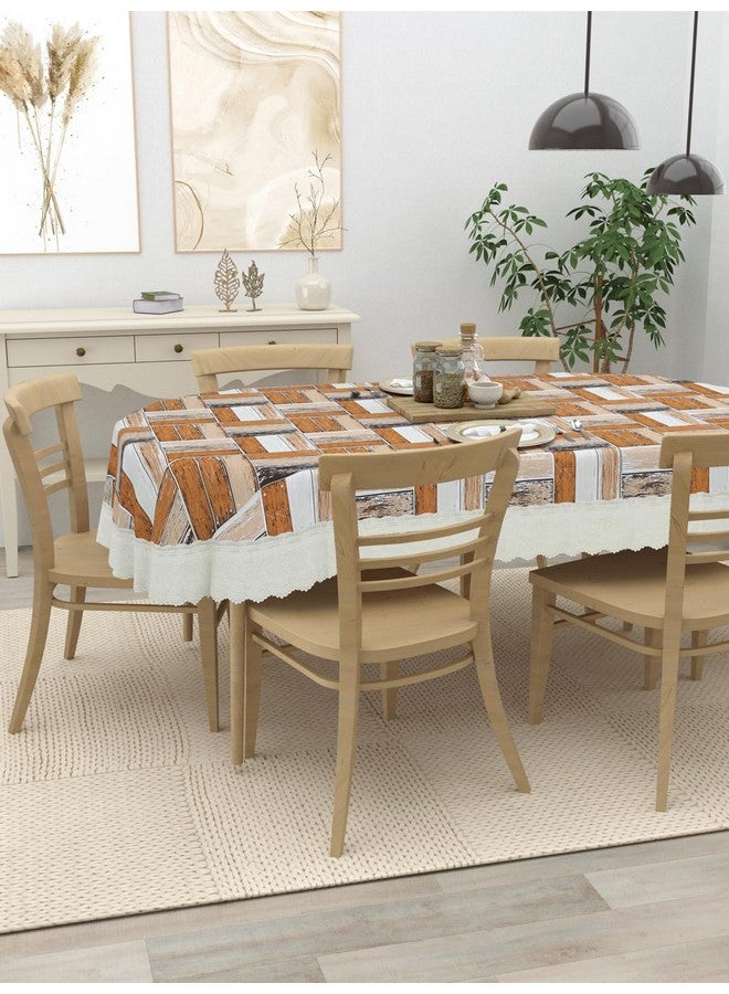 Clasiko 6 Seater Oval Dining Table Cover; 60x90 Inches or 152x228 Cms; Material - PVC; Shape - Oval; Pack of 1; Anti Slip; Brown Checks 69050 - Image 2