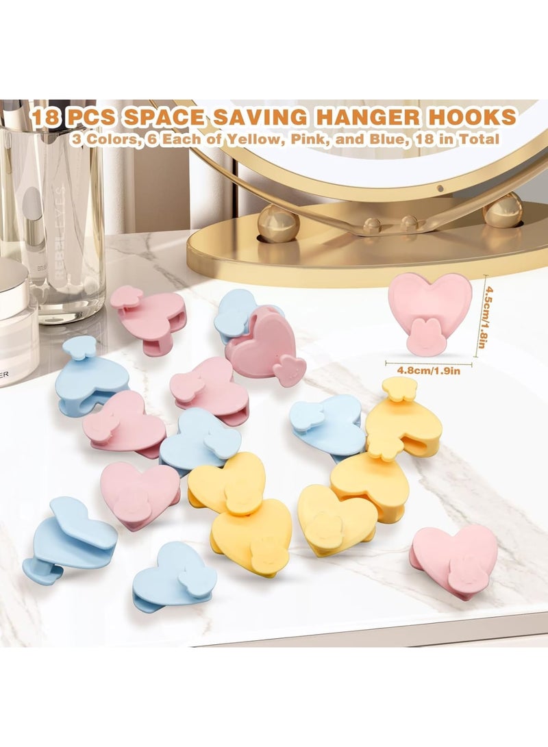 Cobest Clothes Hanger Connector Hooks, 18 Pcs 3 Color Clothes Hanger Connector Hooks Extender Clips Closet Organizer for for All Hangers, Clothes Closet - Image 2