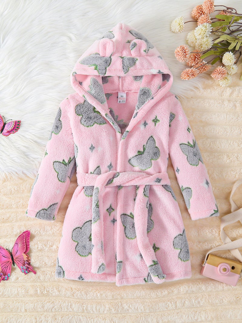 Children'S Nightgown Flannel Baby Boy'S Thickened Girl'S Coral Fleece Pajamas Four Seasons Bathrobe - Image 1