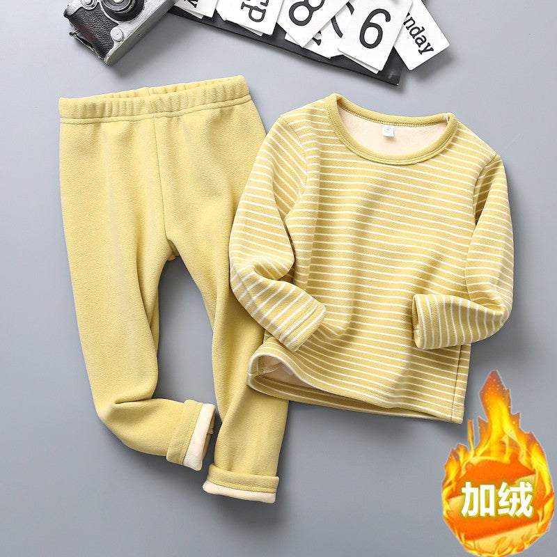 Children'S Thermal Underwear Children'S Wear Fleece-Lined Thickened Suit Boys' Autumn Clothes Long Trousers Girls' Winter Clothes Base Two-Piece Fashionable Suit - Image 3