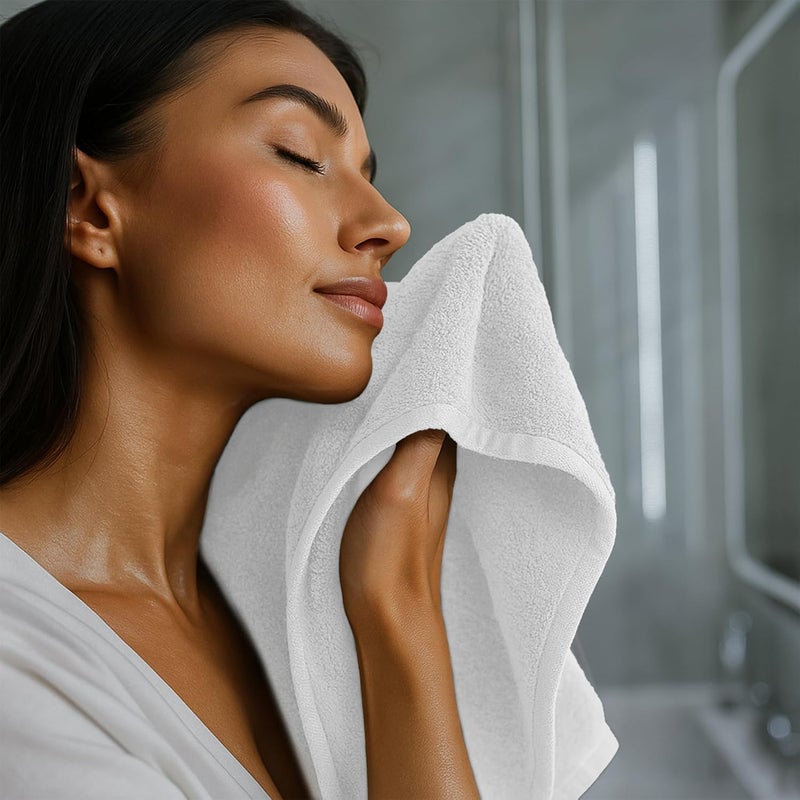 Riverside 24 Pack Washcloths Set - 100% Cotton [12x12 Inches] - Soft, Quick-Dry & Highly Absorbent Face Towels - Perfect for Bathroom, Gym, Hotel, Spa & Travel - White - Image 5