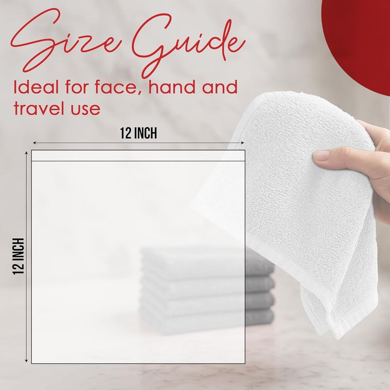 Riverside 24 Pack Washcloths Set - 100% Cotton [12x12 Inches] - Soft, Quick-Dry & Highly Absorbent Face Towels - Perfect for Bathroom, Gym, Hotel, Spa & Travel - White - Image 2