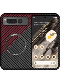 Magnetic Case For Google Pixel Fold Aramid Fiber Case Compatible With Magsafe Wireless Charging Anti Scratch Shockproof Slim And Light Phone Case For Pixel Fold Black Red