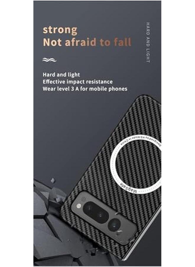 erorex - Magnetic Case For Google Pixel Fold Aramid Fiber Case Compatible With Magsafe Wireless Charging Anti Scratch Shockproof Slim And Light Phone Case For Pixel Fold Black Red - Image 1