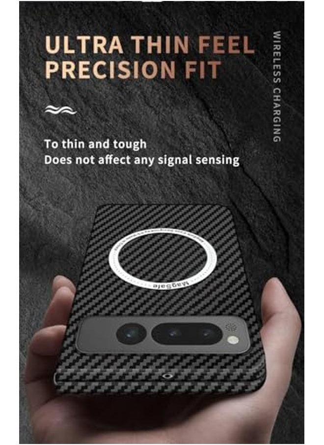 erorex - Magnetic Case For Google Pixel Fold Aramid Fiber Case Compatible With Magsafe Wireless Charging Anti Scratch Shockproof Slim And Light Phone Case For Pixel Fold Black Red - Image 1