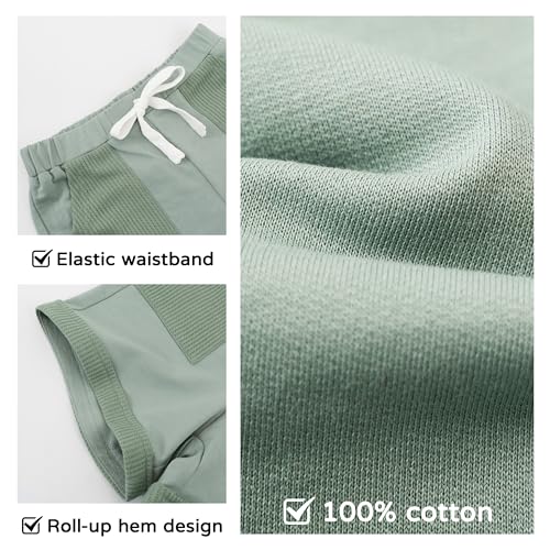 Volunboy Toddler 2 Pack Cotton Shorts Boys Athletic Jogger Pull On Solid Navy Summer Beach Casual Bottoms (18-24 Months, Navy & Green) - Image 4