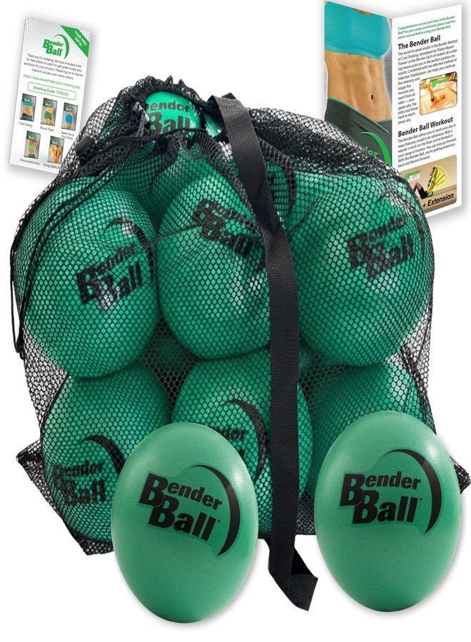 Bender Ball Official Studio Pack (Set of 12, Green), Original Soft 9 Inch Pilates Ball, Small Exercise Ball for Barre, Yoga, Stability, Abs, Core, Physical Therapy + Mesh Bag, Instructions and Videos - Image 1