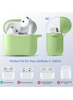 ANYOGRO Compatible with AirPods 4 Case Cover for Women and Men, Automatic Snap Switch Security Locking Cover for Airpods 4th Generation 2024 Cases with Cleaner Kit and Keychain Front LED Visible Green  - Image 2