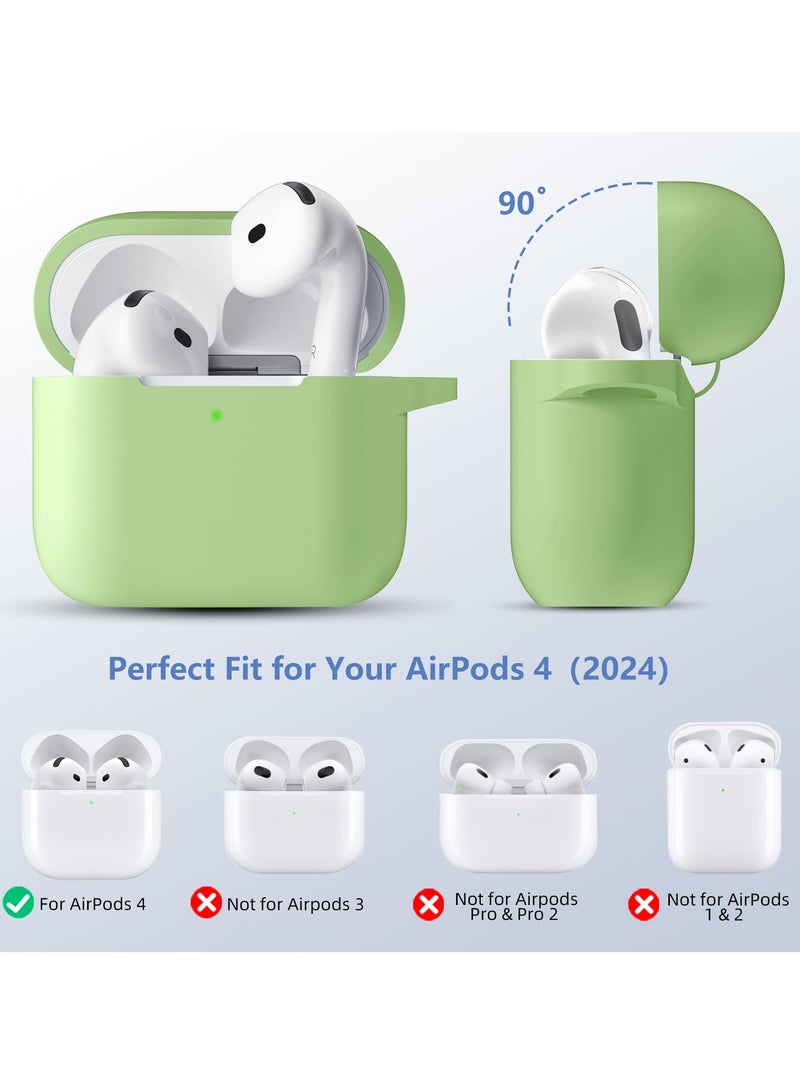 أنيوغرو تناسب الرجال والنساء airpods 4 كم واقية ، تنطبق على الجيل الرابع من airpods 2024 كم واقية التلقائي قفل أمان قفل الغطاء ، مع تنظيف كيت و السلسلة الرئيسية في الجزء الأمامي من الصمام الأخضر مرئية  - Image 2