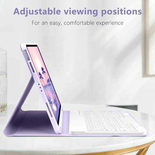 TQQ Keyboard Case for iPad Air 11-inch (M3 2025 / M2 2024) & Air 4th/5th Gen, Magnetic Wireless Detachable Keyboard, Stand Folio Cover with Pencil Holder, Thin & Light (Purple) - Image 3