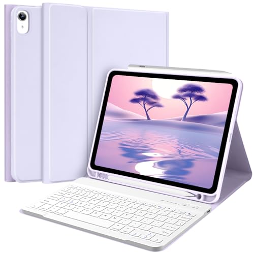 TQQ Keyboard Case for iPad Air 11-inch (M3 2025 / M2 2024) & Air 4th/5th Gen, Magnetic Wireless Detachable Keyboard, Stand Folio Cover with Pencil Holder, Thin & Light (Purple) - Image 1