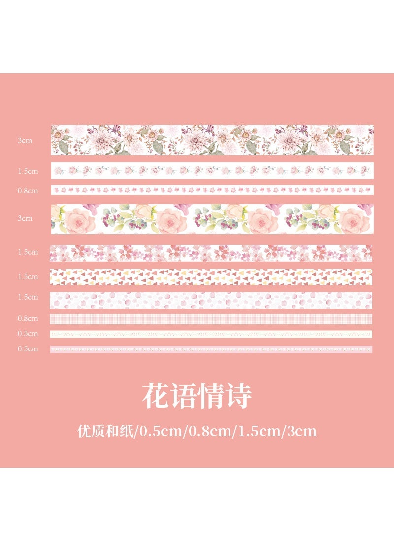 Generic - Mr. Paper  Japanese Tape Set, Floral Washi Tapes, 10-Pack Flower love poem - Image 1