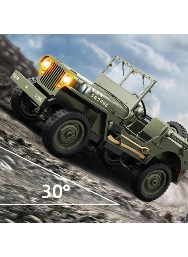 Wheels Remote Control Truck, RC Willys Military Jeep Car 1/10 Scale with Rechargeable Battery 2.4Ghz 4x4 Off-Road Remote-Control Crawler Vehicle for Boys Adult, Birthday Gift - Image 2
