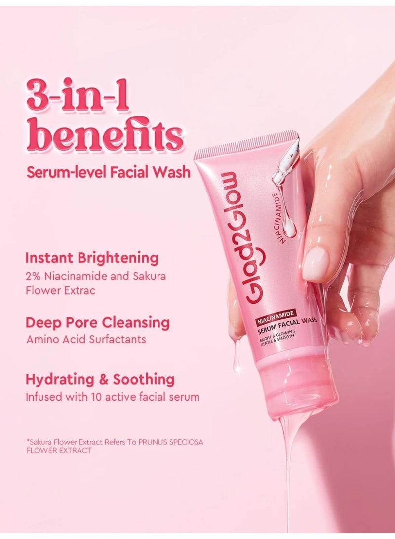 Glad2Glow Niacinamide Serum Facial Wash And Brightening Moisturizer - Image 4