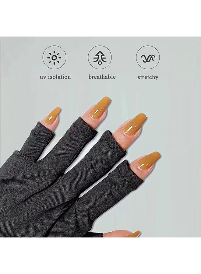 Depend 2 Pairs UV Protection Gloves For Gel Nail Lamp, Skin Care Anti UV Light Gloves For Making Gel Nail Manicures, Fingerless Gloves For Protecting Hands From Nails UV Light  - Image 2