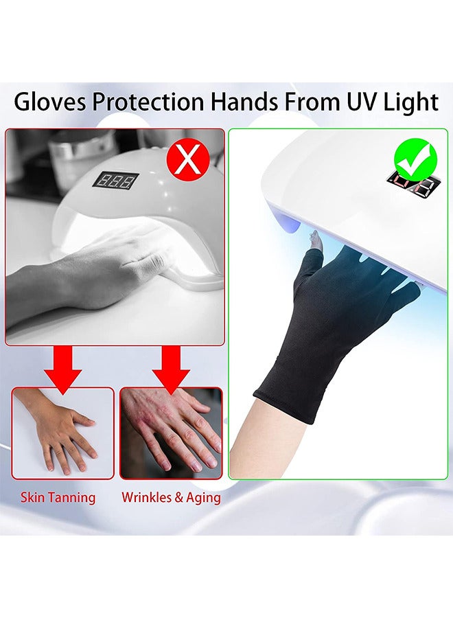 Depend 2 Pairs UV Protection Gloves For Gel Nail Lamp, Skin Care Anti UV Light Gloves For Making Gel Nail Manicures, Fingerless Gloves For Protecting Hands From Nails UV Light  - Image 3