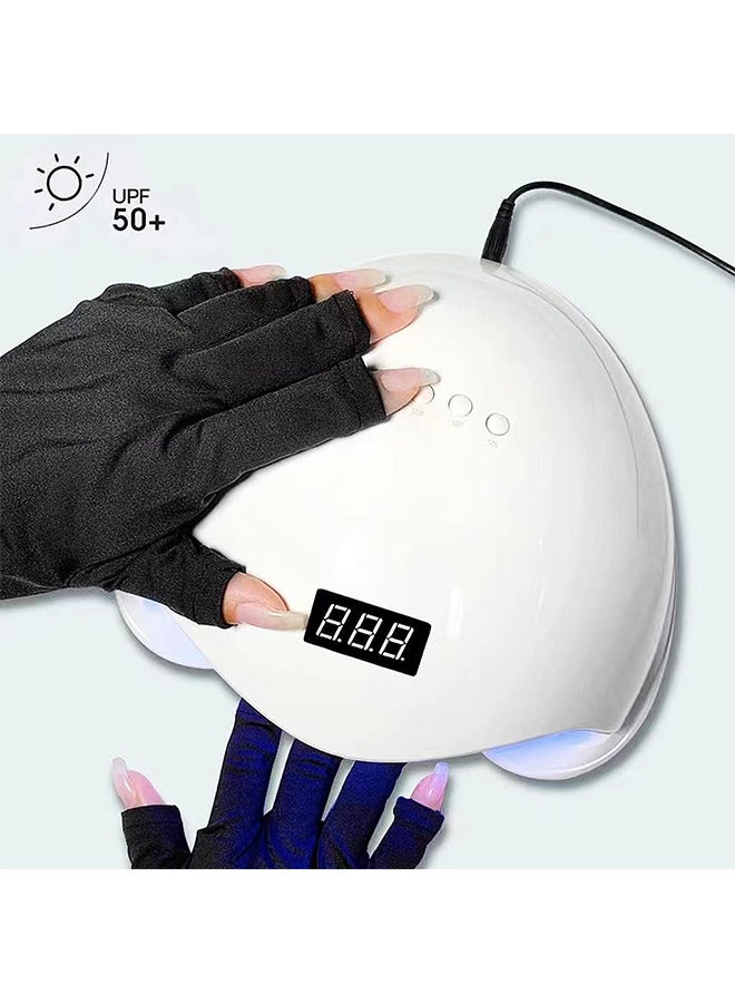 Depend 2 Pairs UV Protection Gloves For Gel Nail Lamp, Skin Care Anti UV Light Gloves For Making Gel Nail Manicures, Fingerless Gloves For Protecting Hands From Nails UV Light  - Image 5