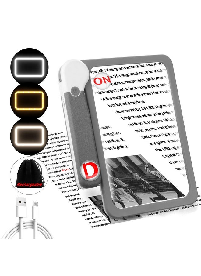 30X 10X 5X Large Magnifying Glass With Light, Rechargeable Foldable Full Book Page Magnifier, 48 Led Light Small Print Magnifier Sheet Lightweight For Low Visual Person And Seniors Light Gray - pzsku/ZBF4F2547E78F1527FE49Z/45/_/1733731583/27651987-49ad-4965-9418-70bd1f22e753