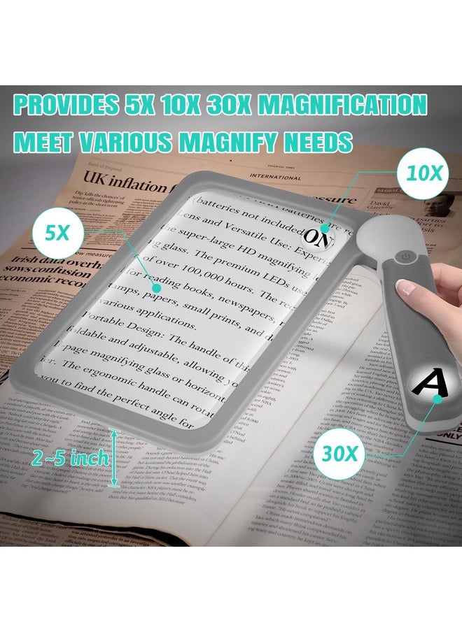 30X 10X 5X Large Magnifying Glass With Light, Rechargeable Foldable Full Book Page Magnifier, 48 Led Light Small Print Magnifier Sheet Lightweight For Low Visual Person And Seniors Light Gray - pzsku/ZBF4F2547E78F1527FE49Z/45/_/1733731586/dfc6aad2-1a3f-4b57-b15e-aaa0ad723afc