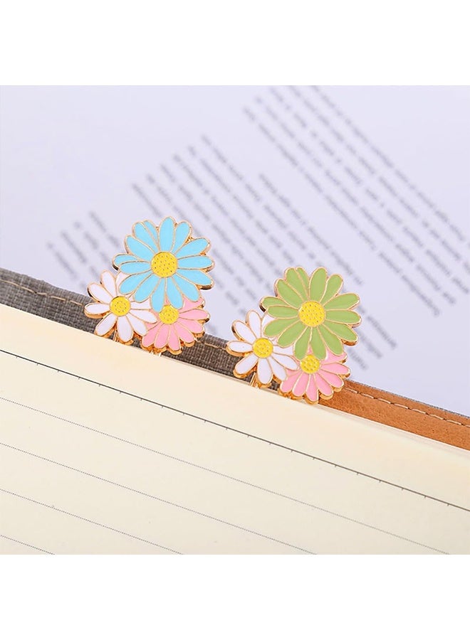 5 PCS Daisy Paper Clips, Metal Paperclip Large Size Paper Clip Cute Bookmark Colorful Office Supplies Present for Teacher  Students, Bookmark Clamp Desk Accessories Stationery for School - Image 5