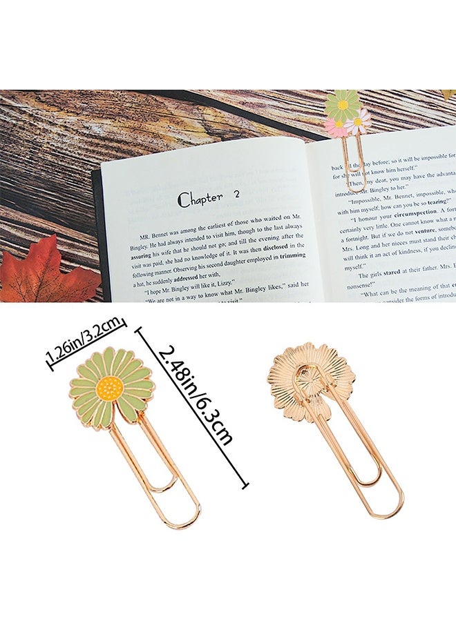 5 PCS Daisy Paper Clips, Metal Paperclip Large Size Paper Clip Cute Bookmark Colorful Office Supplies Present for Teacher  Students, Bookmark Clamp Desk Accessories Stationery for School - Image 4